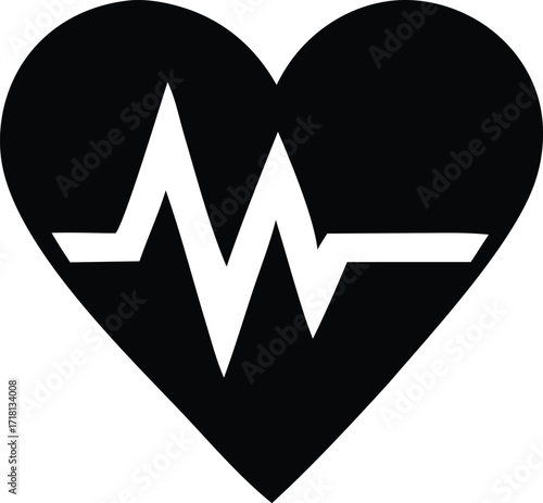 Heartbeat ecg icon represents health medical cardiology vital signs electrocardiogram cardiology symbol graphic design element