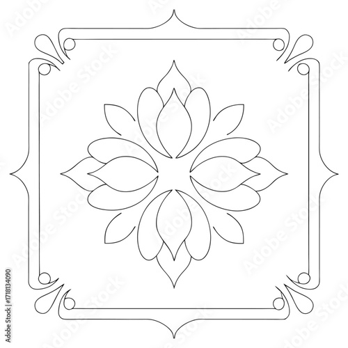Elegant Floral Design in a Decorative Frame