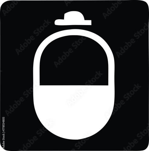 Simple white icon of a stopwatch on a black square background symbolizing time measurement and speed