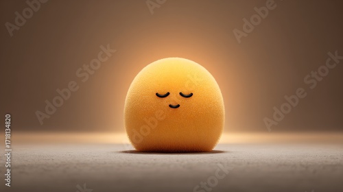 Wallpaper Mural Cute Yellow Fuzzy Emoji Sleeping Peacefully: 3D Render Torontodigital.ca