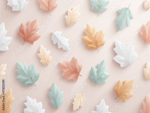 Pastel Autumn Leaves: A Soft and Dreamy Floral Background Image. Perfect for fall-themed designs, wallpapers, and seasonal decorations.
