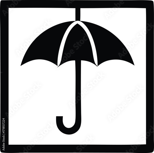 Iconic umbrella symbol sign warning fragile packaging handling shipping instructions logistics