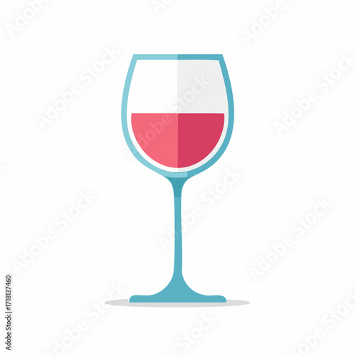 A simple, flat design illustration of a wine glass filled with pink liquid.