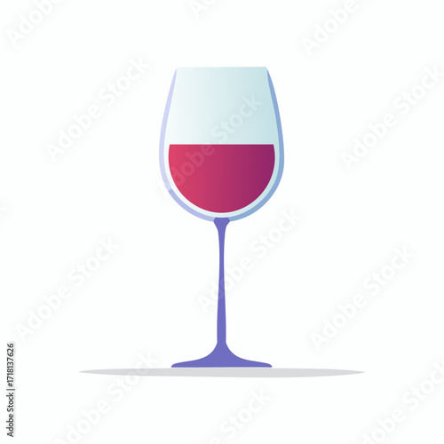 Illustration of a wine glass filled with red wine on a white background.