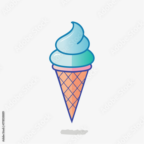 Illustration of a colorful ice cream cone with a shadow.