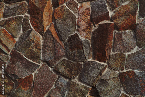 Autumn trend Burnt Wood. Burnt Wood color. Autumn style. Rock texture. Geodesy and geology. Burnt Wood tinted minerals.