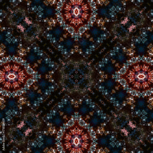 Seamless abstract pattern. Braided intricate pattern. Abstract kaleidoscope background.