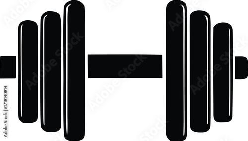 Iconic dumbbell silhouette represents strength fitness gym workout equipment for sports health and bodybuilding training