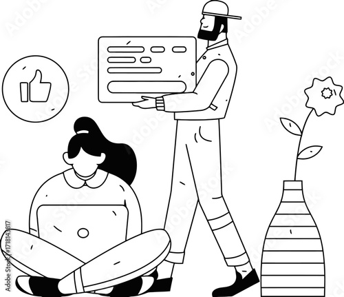 Diverse team collaborating digitally with a thumbs up for success, presenting modern solutions for seamless workflow and engagement in business growth strategies.