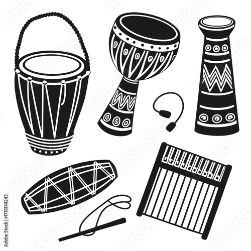 African Drums And Percussion Instruments Collection