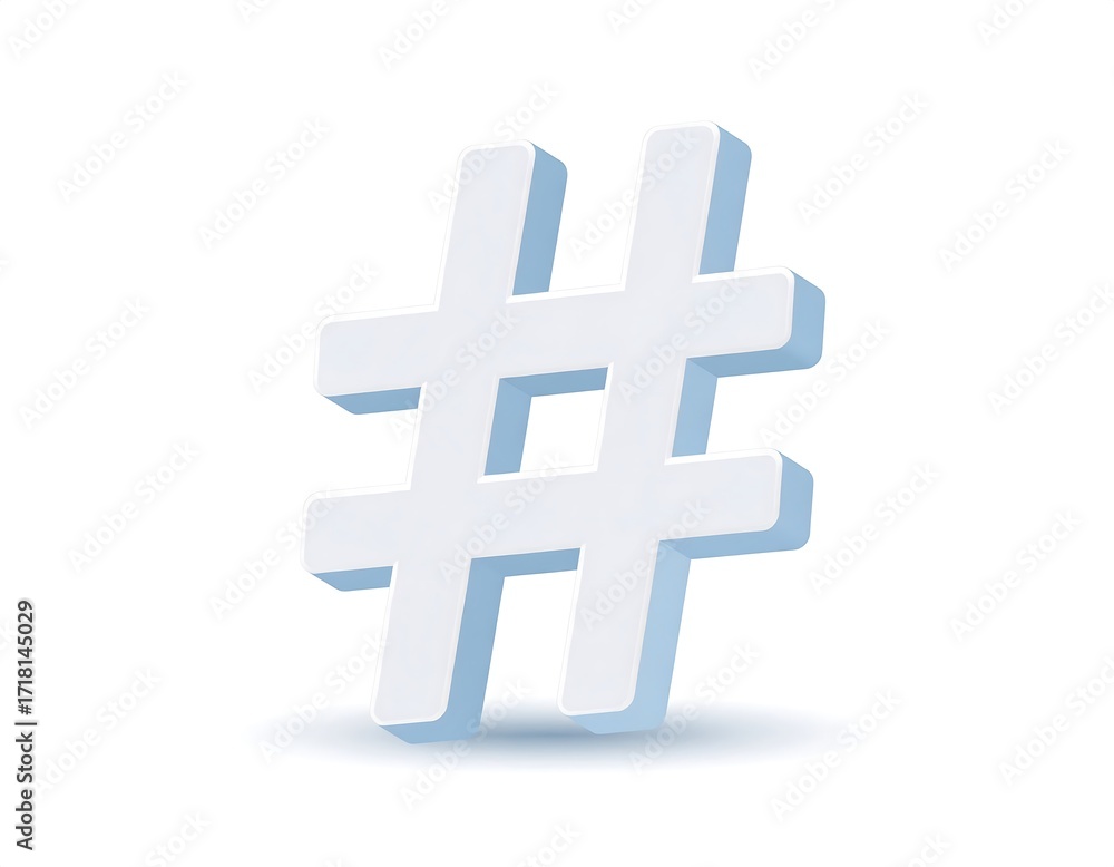 Obraz premium 3D rendered light gray hashtag symbol