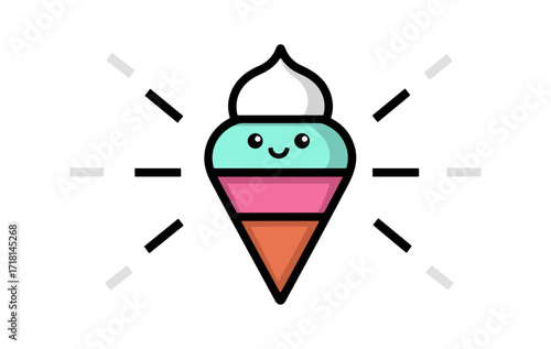 Cute cartoon ice cream cone