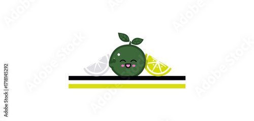 Cute cartoon lime and lemon fruit illustration