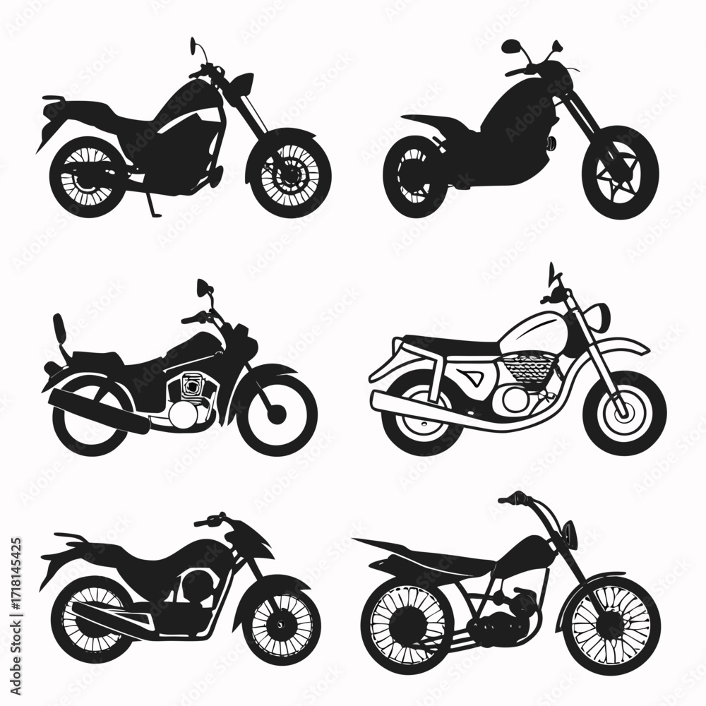 Obraz premium Assortment of Motorcycle Silhouettes motorbike bike