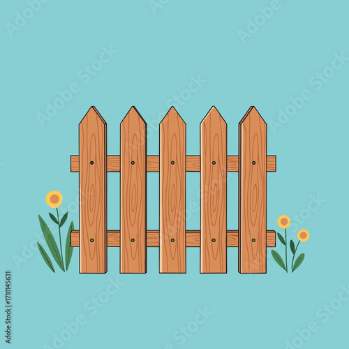 A charming wooden picket fence stands proudly in a serene garden with blooming flowers adding pops of color to the lush green foliage.