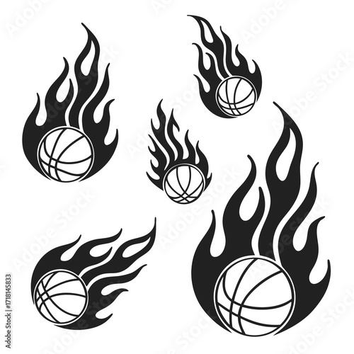 Basketballs On Fire Graphic Elements flames sport