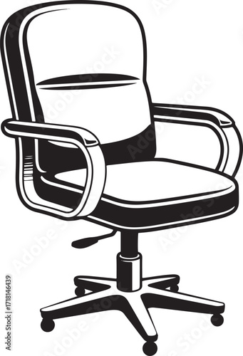 Office Chair Silhouette Illustration for Business Interior Design and Workspace