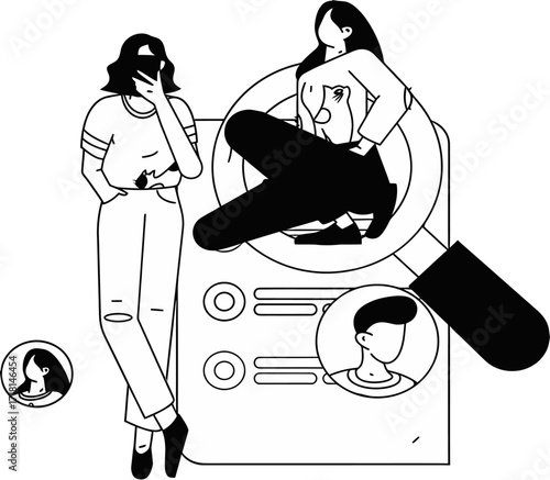 Design job search recruitment hiring hr management candidate selection employment opportunity finding talent process verctor art illustration png