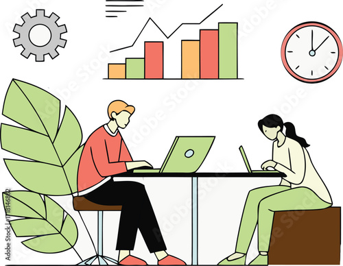 Business Growth and Teamwork Illustration