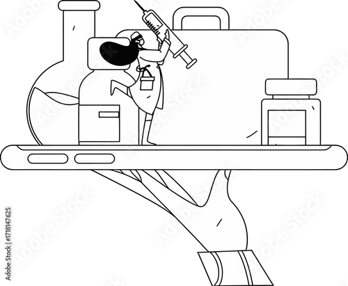 Design medical research vaccine development healthcare science laboratory medicine innovation health solution verctor art illustration png