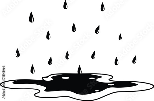Autumn Water drop splash silhouette isolated 