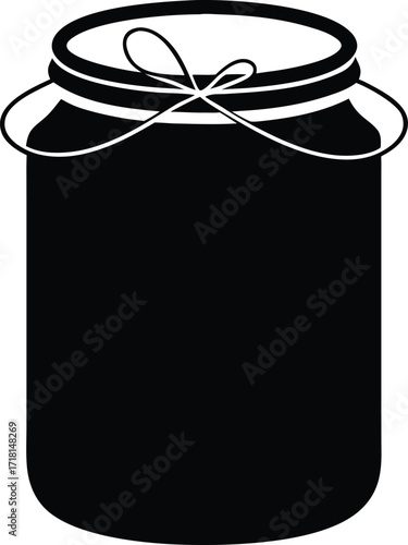 silhouette icon of a glass jar with fabric lid tie