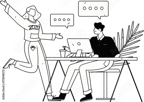 Design illustration office work communication teamwork collaboration design business meeting discussion team project verctor art illustration png