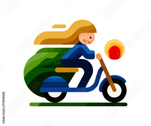 Person riding scooter delivery
