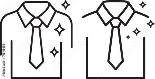Two clean shirt and tie silhouettes sparkle