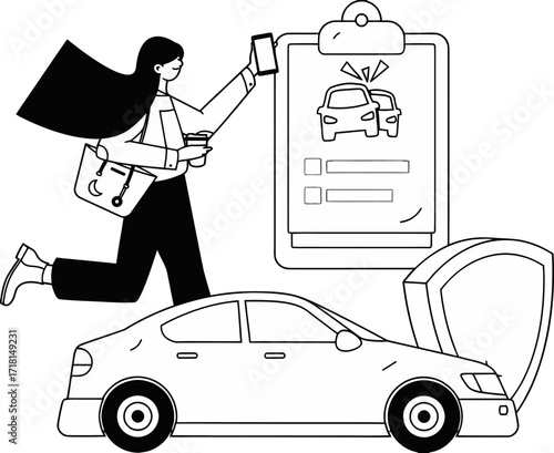 Design auto insurance claim car accident report vehicle damage coverage policy protection safety assessment form verctor art illustration png