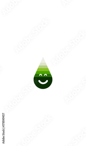 Smiling green water drop icon