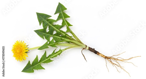 Dandelion plant with roots