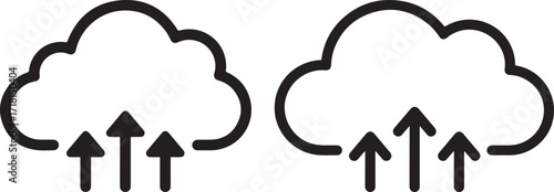 Cloud upload arrows silhouette icon