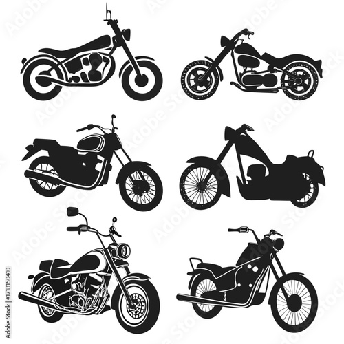 Collection of Six Motorcycle Silhouettes motorbike