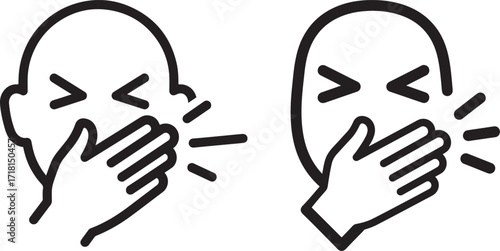 Two faces sneezing silhouette icons