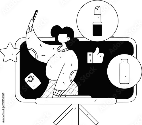 Influencer sharing beauty tips and product reviews with engaging online content creation and social media engagement, capturing audience attention