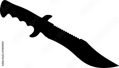 Silhouette of a Military Combat Knife with Serrated Edge