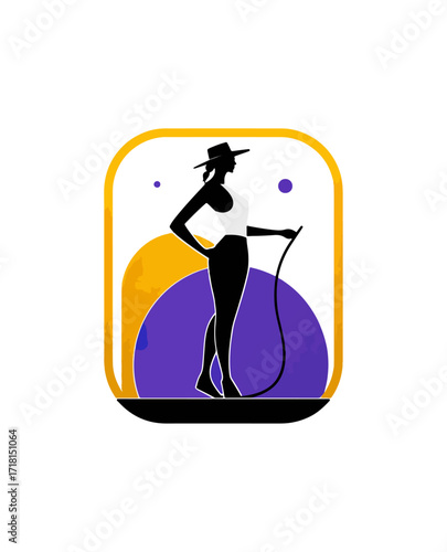 Woman exercising with jump rope silhouette design