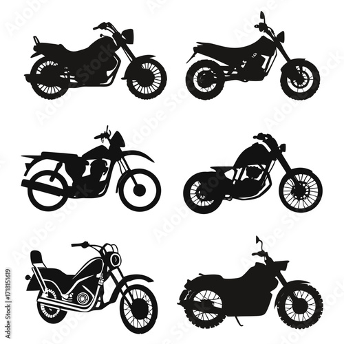 Diverse Motorcycle Silhouettes Collection motorbike