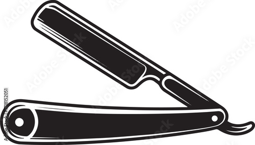 Straight Razor Open Blade Shaving Tool Barber Shop Equipment Cutthroat Razor Illustration