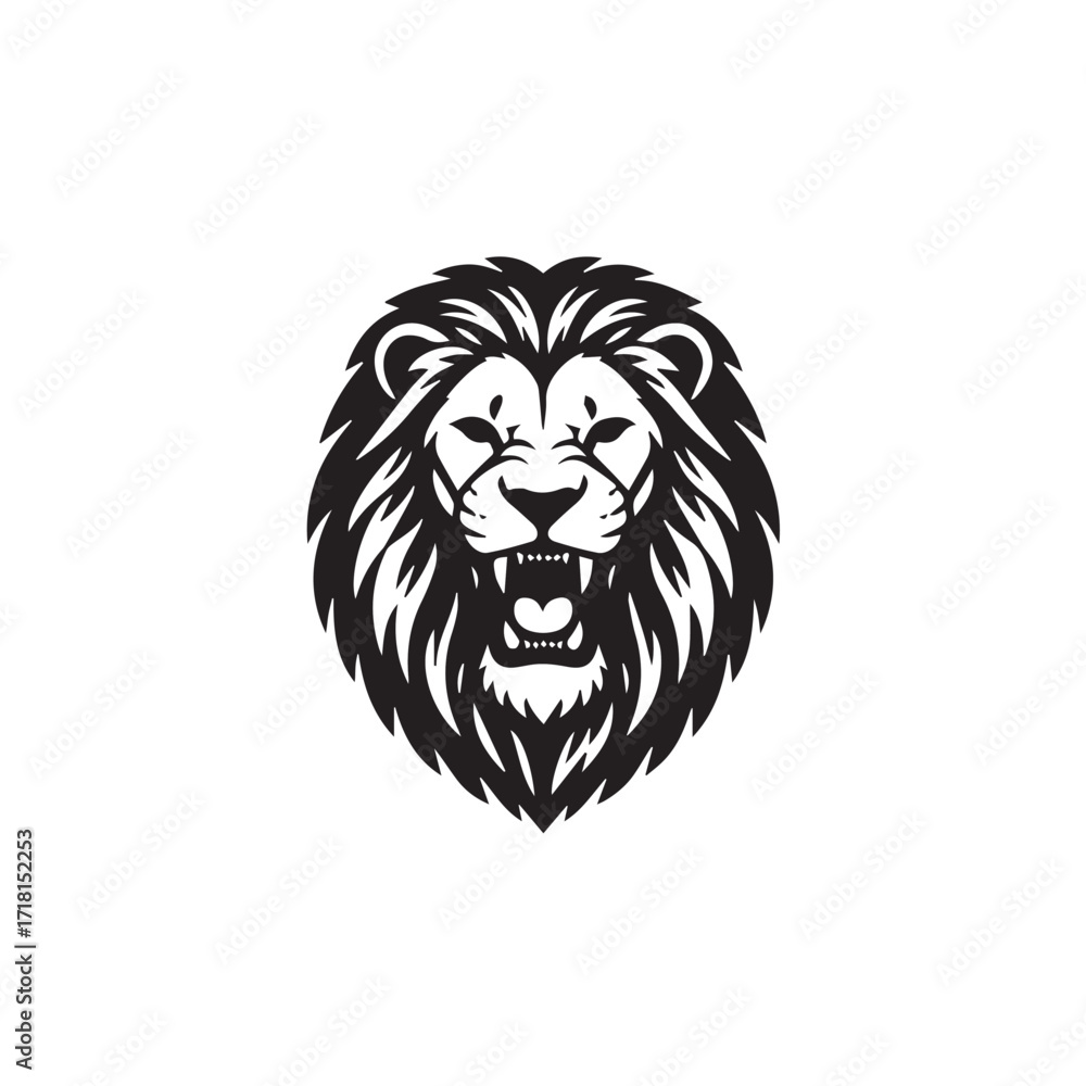 Obraz premium Majestic Lion Silhouette Isolated on White Background – Wild Animal Vector Illustration