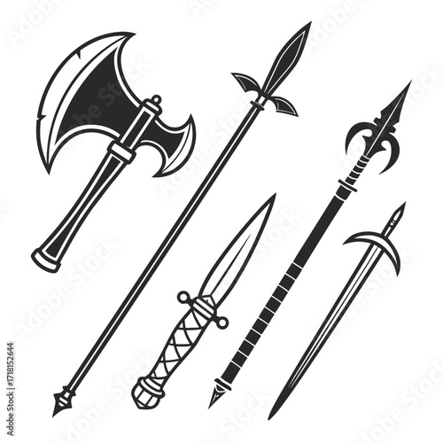Fantasy Battle Weapons Axe Spear Sword Dagger Keywords: fantasy, weapon, medieval, axe, battle
