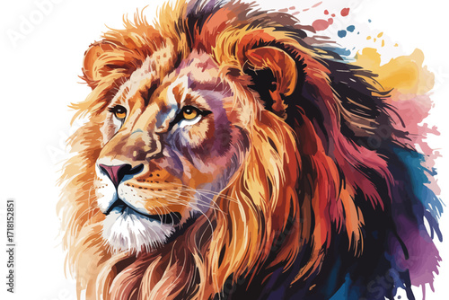 Majestic Watercolor Lion Portrait

Vibrant Wild Lion Painting Art

Colorful Safari King Illustration
