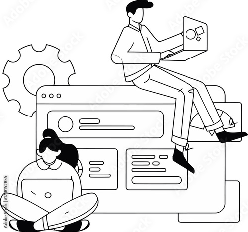 Dynamic entrepreneurs collaborate on digital projects, leveraging technology and innovation to achieve seamless workflow and business growth.