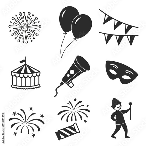 Festive Celebration Icons party fireworks