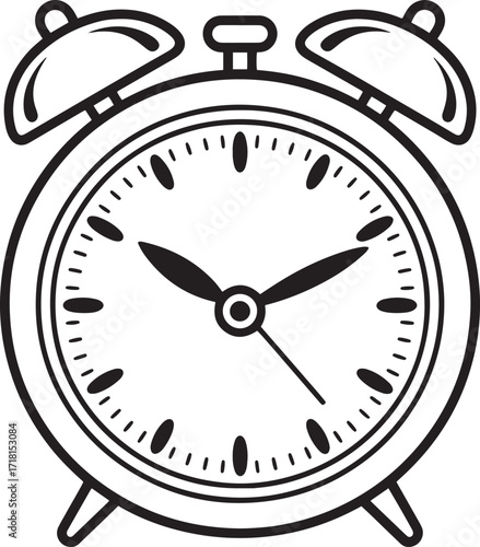 Classic Alarm Clock Silhouette on Transparent Background Time Reminder Wake Up Tool