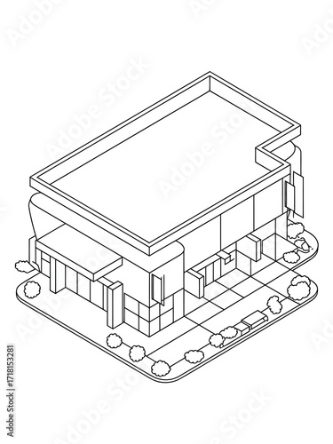 Isometric line drawing of a modern electronic component module