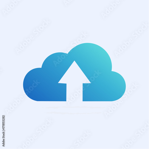 Gradient blue cloud icon with an upward arrow, representing cloud upload.