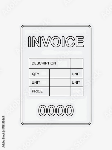 Simple outline invoice document with blank fields and numbers