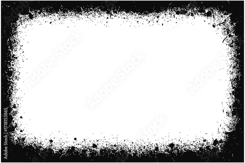 Distressed Grunge Frame with Rough Scratched Border and Dirty Ink Texture